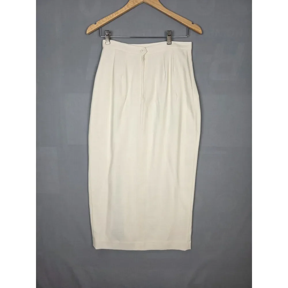 Vintage Kasper A.S.L. White Maxi Skirt Suit Size 8 Embrodiary Sequins Wedding